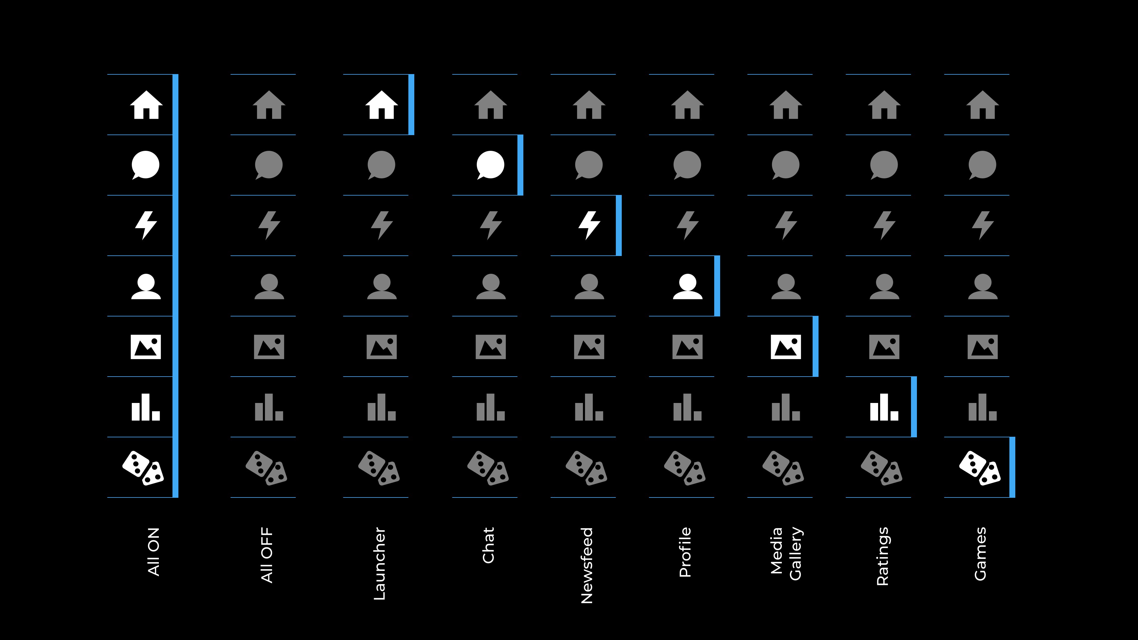 Graphic depicting UI-styled buttons with different categories of interior design items on top of an image of a modern interior living room.