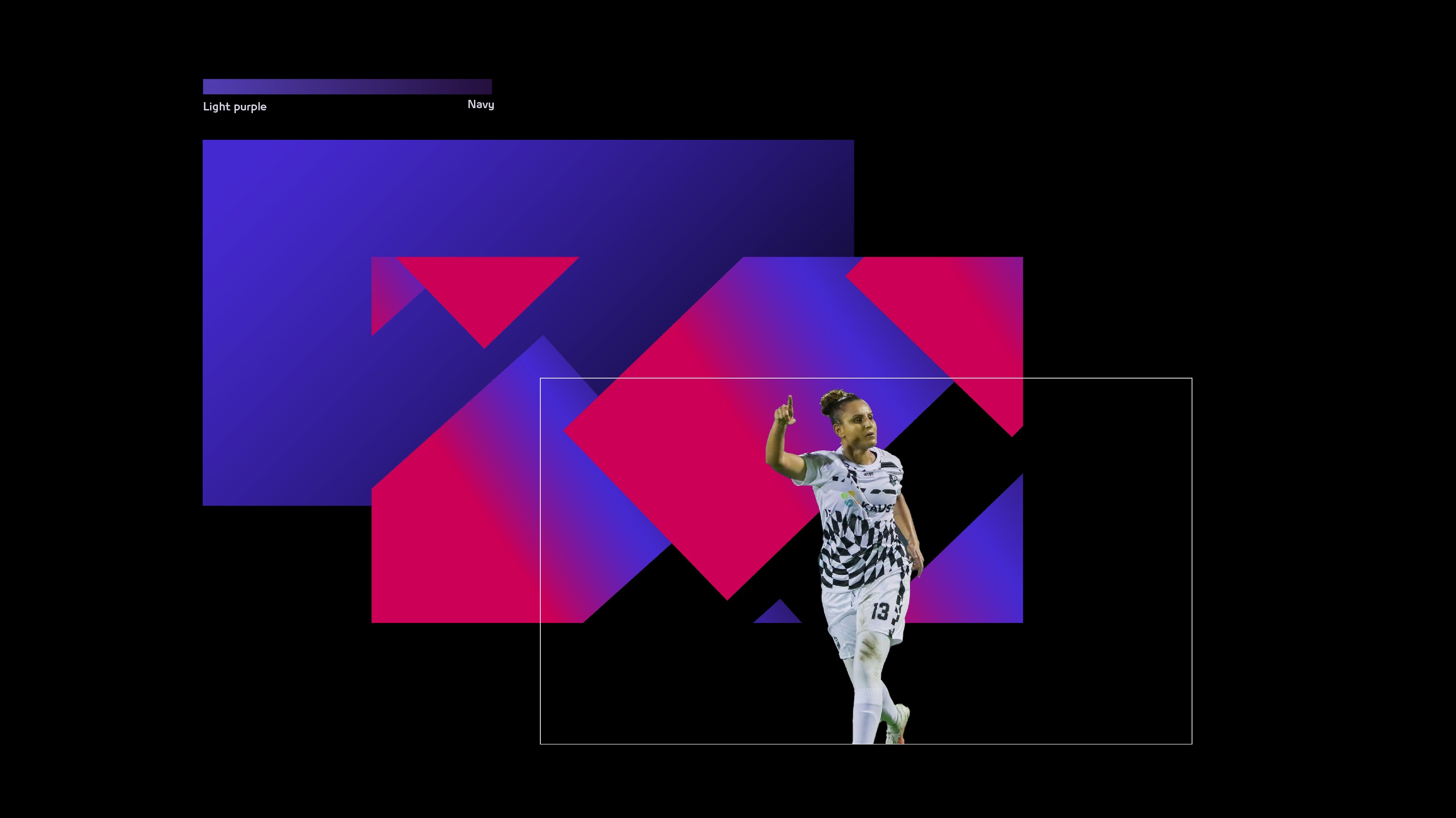 Graphic depicting a hexagonal cropped photo of an interior room design with grid lines along its borders.